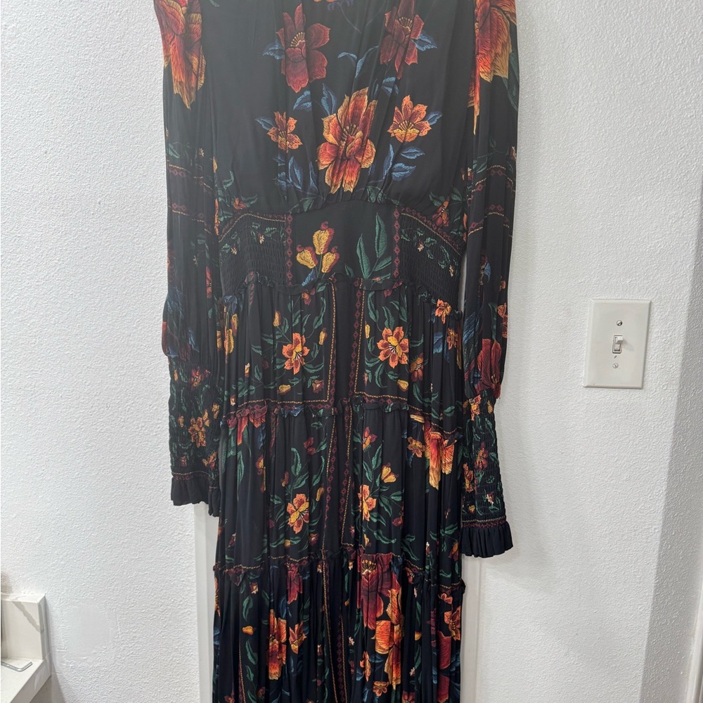 FARM Rio Black Maxi Dress with Orange and Yellow Floral Print - Picture 2 of 5